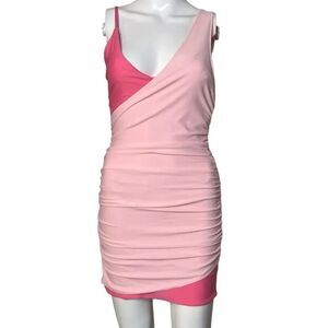 Tiger Mist Jacintha Overlapping Bodycon Mini Dress Pink Size Medium